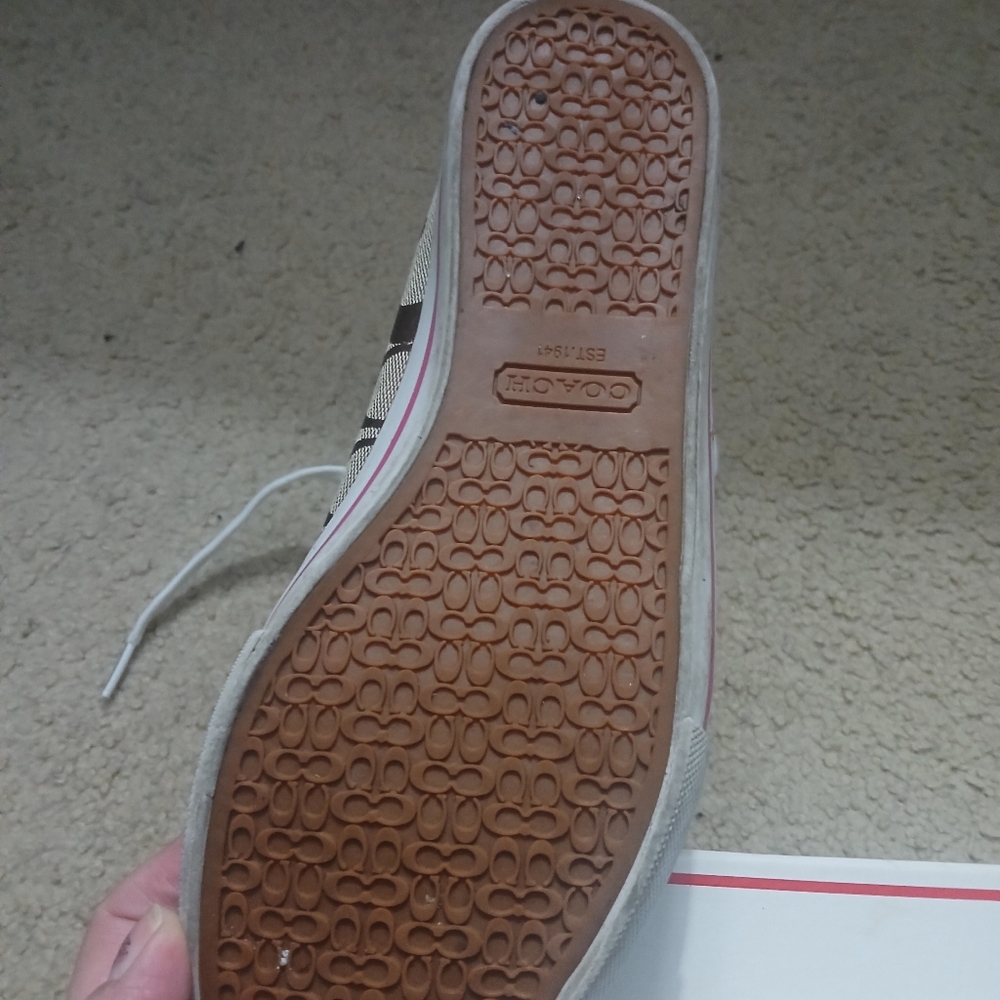 Coach Brown and White High-Top Sneakers - Picture 4 of 8